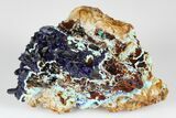 Sparkling Azurite Crystals on Chrysocolla - Laos #178140-1
